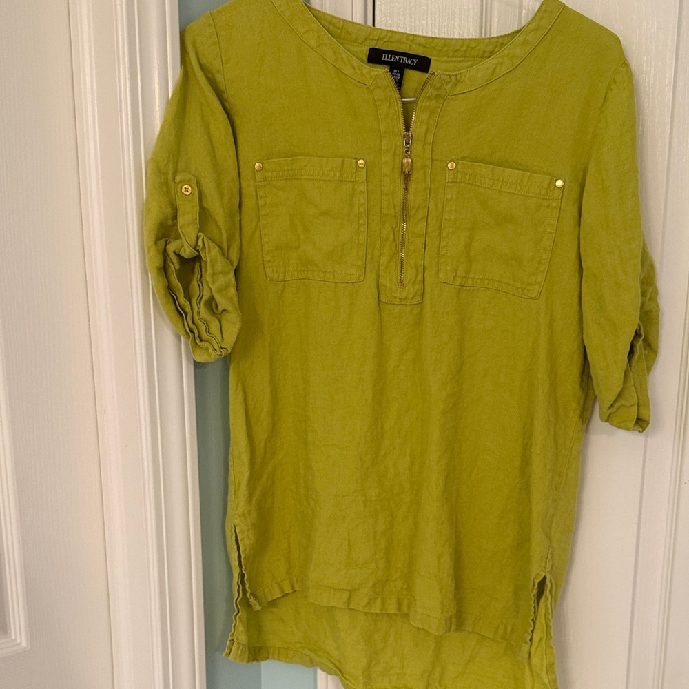 Ellen Tracy Lime Green Tunic Top